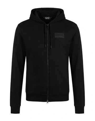 Ea7 Man Sweatshirt Black Size 3xl Polyester, Modal, Elastane