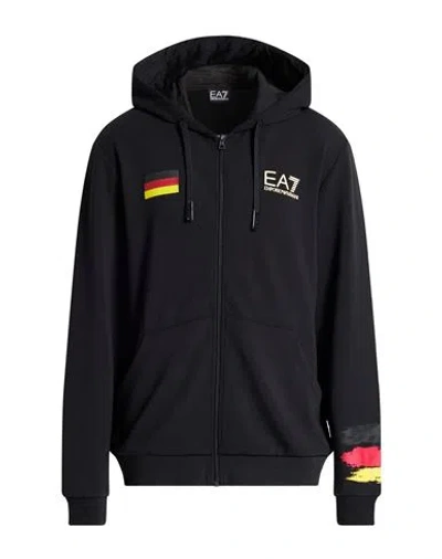 Ea7 Man Sweatshirt Black Size 3xl Polyester, Viscose, Elastane