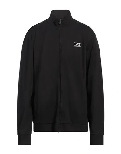 Ea7 Man Sweatshirt Black Size 4xl Cotton, Elastane