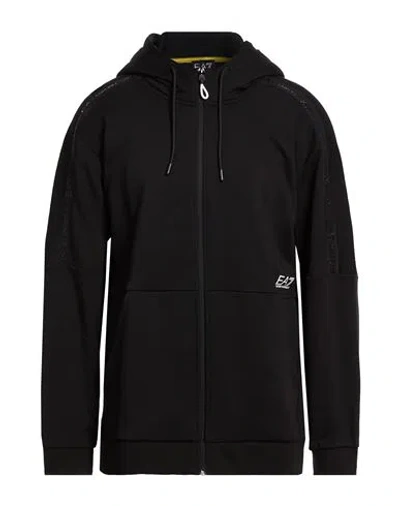 Ea7 Man Sweatshirt Black Size 4xl Cotton, Polyester, Elastane