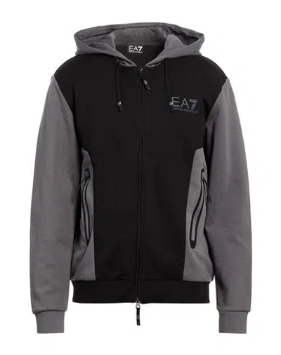 Ea7 Man Sweatshirt Black Size L Cotton, Polyester