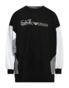 Ea7 Man Sweatshirt Black Size L Cotton, Polyester, Elastane In Black