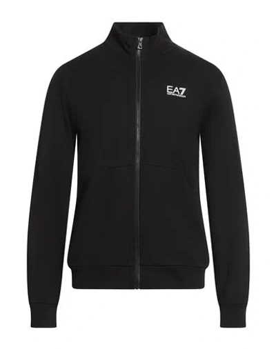 Ea7 Man Sweatshirt Black Size Xl Cotton, Elastane In Multi