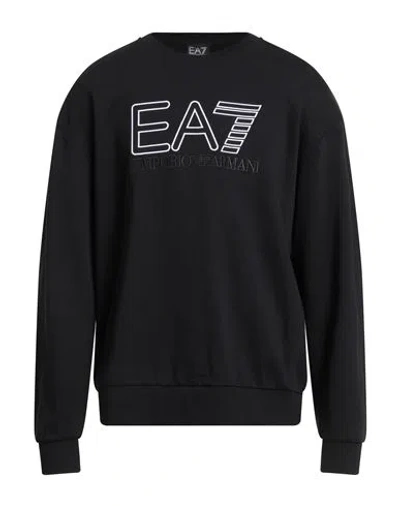 Ea7 Man Sweatshirt Black Size Xl Cotton, Elastane
