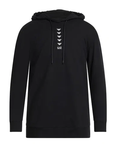 Ea7 Man Sweatshirt Black Size Xl Cotton, Elastane