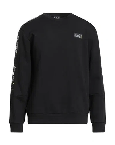 Ea7 Man Sweatshirt Black Size Xl Cotton, Elastane