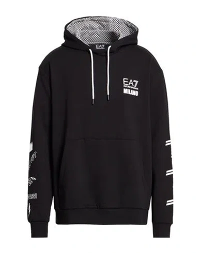 Ea7 Man Sweatshirt Black Size Xl Cotton, Polyester