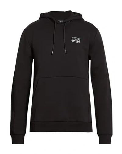 Ea7 Man Sweatshirt Black Size Xl Cotton, Polyester In Multi