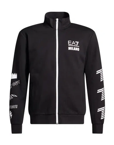Ea7 Man Sweatshirt Black Size Xl Cotton, Polyester
