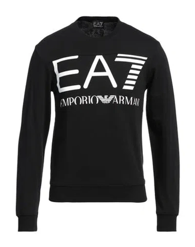 Ea7 Man Sweatshirt Black Size Xxs Cotton, Elastane