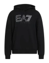 Ea7 Man Sweatshirt Black Size Xxl Cotton In Black
