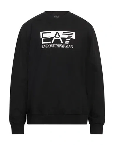 Ea7 Man Sweatshirt Black Size Xxl Cotton, Elastane