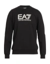 Ea7 Man Sweatshirt Black Size 3xl Cotton In Black