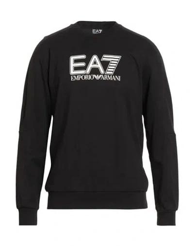Ea7 Man Sweatshirt Black Size Xxl Cotton, Elastane
