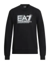 Ea7 Man Sweatshirt Black Size Xxl Cotton, Elastane