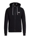 Ea7 Man Sweatshirt Black Size Xxl Cotton, Elastane