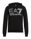 Ea7 Man Sweatshirt Black Size Xxl Cotton, Elastane