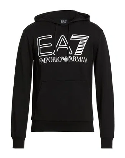 Ea7 Man Sweatshirt Black Size Xxl Cotton, Elastane