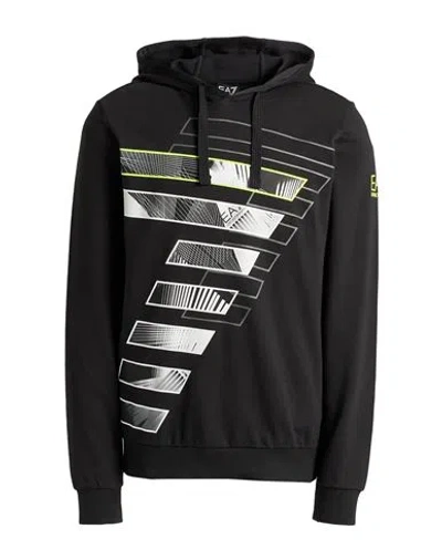 Ea7 Man Sweatshirt Black Size Xxl Cotton, Elastane