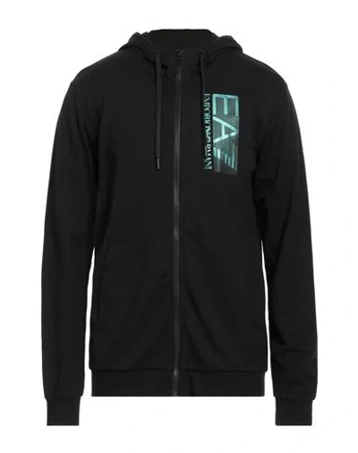 Ea7 Man Sweatshirt Black Size Xl Cotton, Elastane