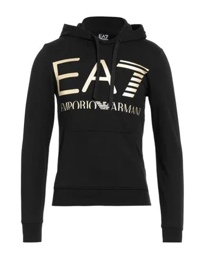 Ea7 Man Sweatshirt Black Size Xxl Cotton, Elastane