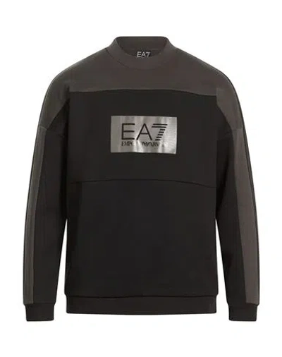 Ea7 Man Sweatshirt Black Size Xxl Cotton, Polyester