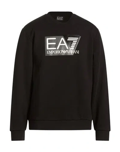 Ea7 Visibility Cotton-blend Crew-neck Sweatshirt In Black