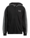 Ea7 Man Sweatshirt Black Size Xxl Polyester, Cotton, Elastane In Black