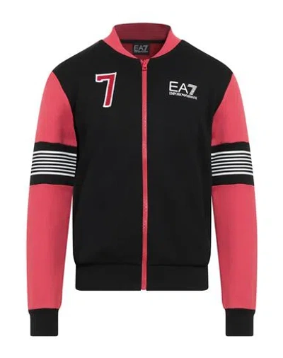 Ea7 Man Sweatshirt Black Size Xxl Cotton, Polyester, Elastane In Multi