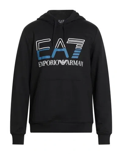 Ea7 Man Sweatshirt Black Size Xxl Cotton, Polyester, Elastane