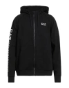 Ea7 Man Sweatshirt Black Size Xxl Cotton, Polyester, Elastane