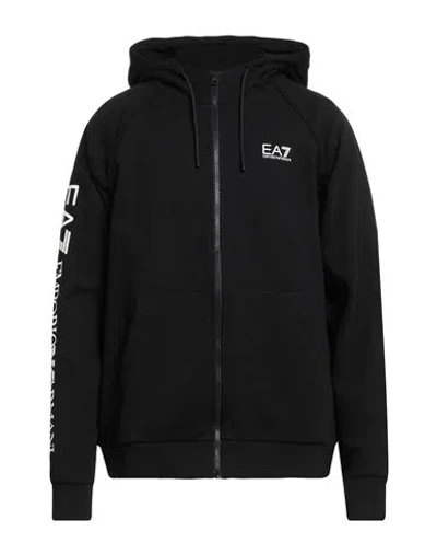 Ea7 Man Sweatshirt Black Size Xxl Cotton, Polyester, Elastane