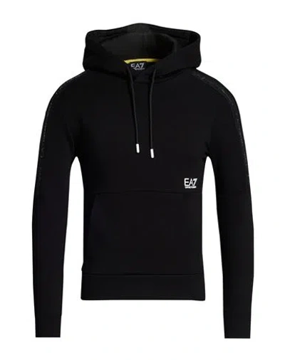 Ea7 Man Sweatshirt Black Size Xxl Cotton, Polyester, Elastane