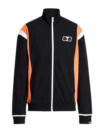 Ea7 Man Sweatshirt Black Size Xxl Cotton, Polyester, Elastane In Multi