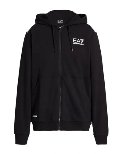 Ea7 Man Sweatshirt Black Size Xxl Cotton, Polyester, Elastane