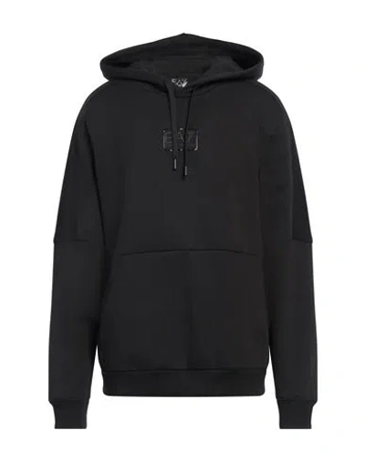 Ea7 Man Sweatshirt Black Size Xxl Cotton, Polyester, Elastane In Black