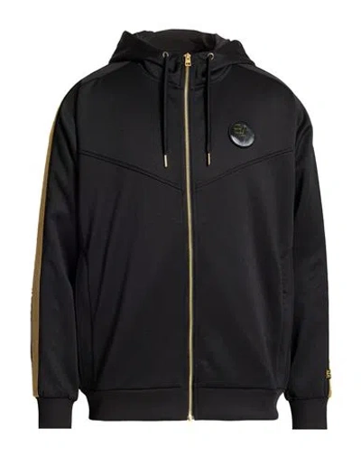 Ea7 Man Sweatshirt Black Size Xxl Polyester, Cotton