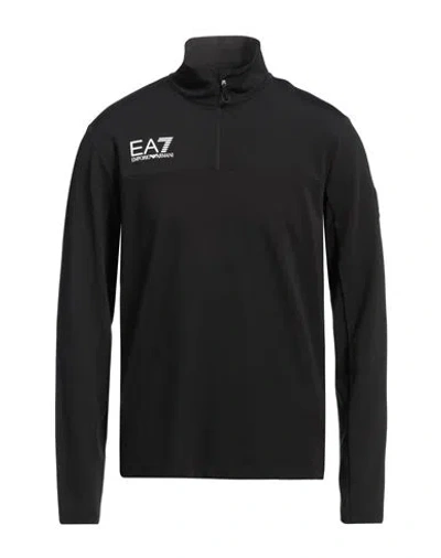 Ea7 Man Sweatshirt Black Size Xxl Polyester, Elastane