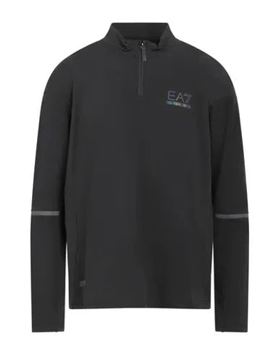 Ea7 Man Sweatshirt Black Size Xs Polyester, Elastane
