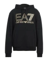Ea7 Man Sweatshirt Black Size Xxxl Cotton, Elastane