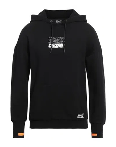 Ea7 Man Sweatshirt Black Size Xs Cotton, Elastane