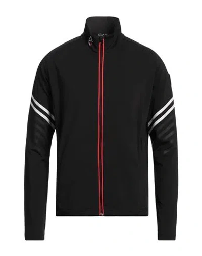 Ea7 Man Sweatshirt Black Size Xs Polyester, Elastane