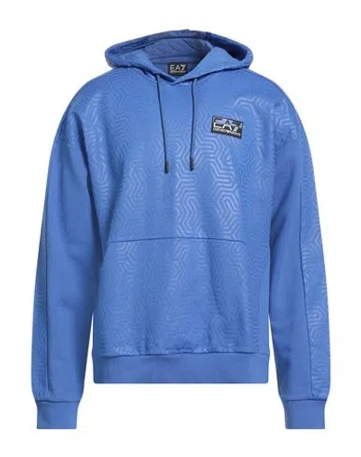 Ea7 Man Sweatshirt Blue Size L Cotton, Elastane