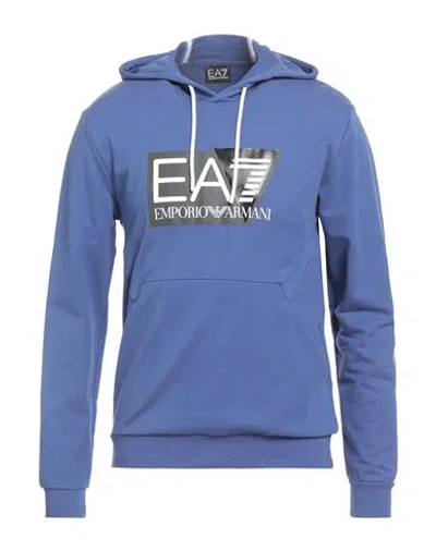 Ea7 Man Sweatshirt Blue Size Xxl Cotton