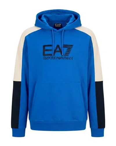 Ea7 Man Sweatshirt Bright Blue Size 3xl Cotton, Polyester, Elastane