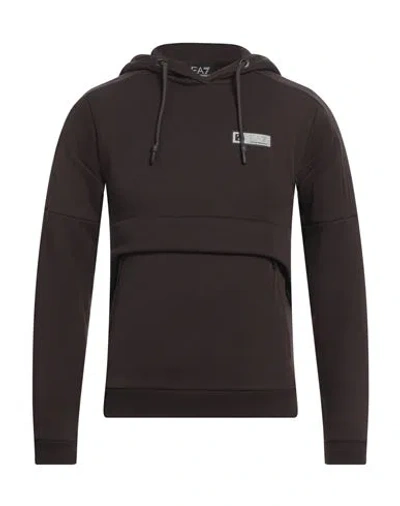 Ea7 Man Sweatshirt Brown Size 3xl Polyester, Cotton, Elastane