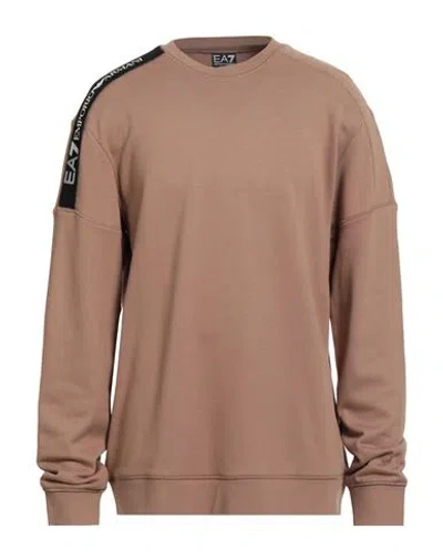 Ea7 Man Sweatshirt Camel Size 3xl Cotton In Brown