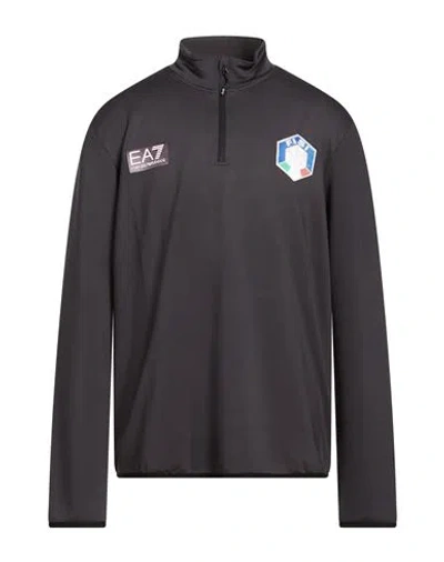 Ea7 Man Sweatshirt Charcoal Size 3xl Polyester, Elastane In Gray