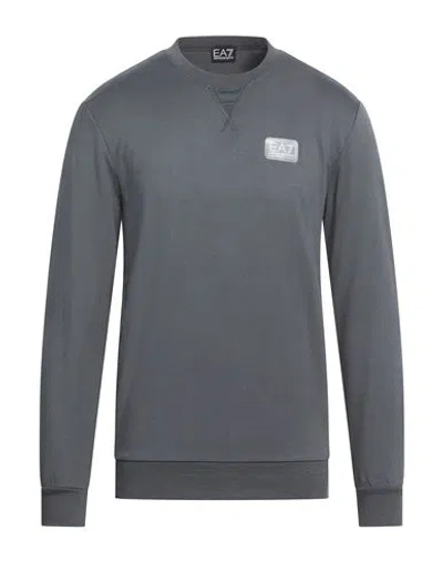 Ea7 Man Sweatshirt Charcoal Size S Cotton, Polyamide In Gray
