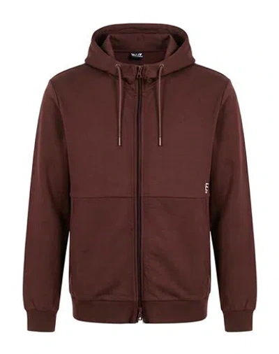 Ea7 Man Sweatshirt Chocolate Brown Size M Cotton